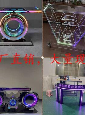 酒吧KTV 发光移动打碟台派对房不锈钢打碟桌调音台亚克力DJ台