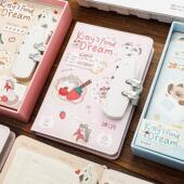 可爱本子彩页密码 锁本高颜值女生手帐本带锁日记本女孩礼盒手账本