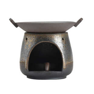 茶器炉茶碟炒鎏金焙茶茶道烤蜡烛套装茶炉烤配件围炉加热复古陶瓷