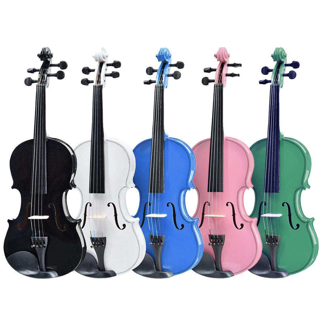 彩色普及小提琴实木小提琴儿童初学练习成人演奏提琴4/4外贸