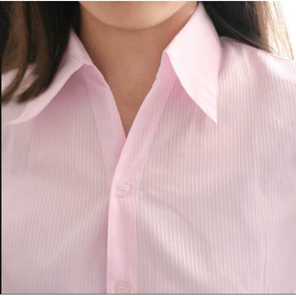 高档白衬衫女长袖修身V领装隐条纹粉衬衣棉职业工OL工色作服纯浅,女装/女士精品,衬衫,淘宝优惠券,粉丝福利购,淘宝优惠卷