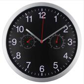 创意客厅极简挂钟塑料家用温湿计多功能钟表电子时钟墙钟挂表壁钟