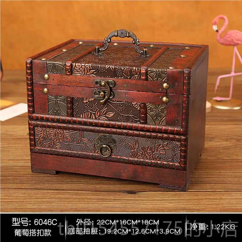 正品复高档结婚饰品珠盒宝首饰盒中式木古质带梳妆发簪项锁链收纳