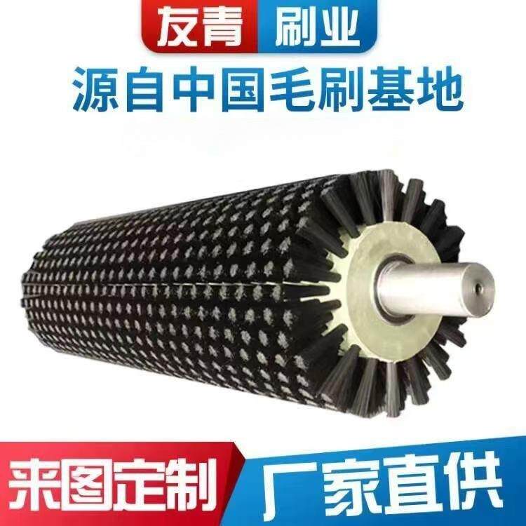 工业毛刷辊滚筒刷厂家加工小型尼龙丝刷除尘空心毛刷轮圆形圆柱刷