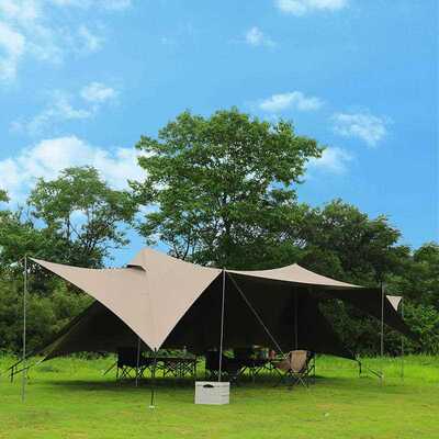 新款直销双峰八角云顶黑胶天幕穹顶户外防雨防晒露营天幕帐篷大遮