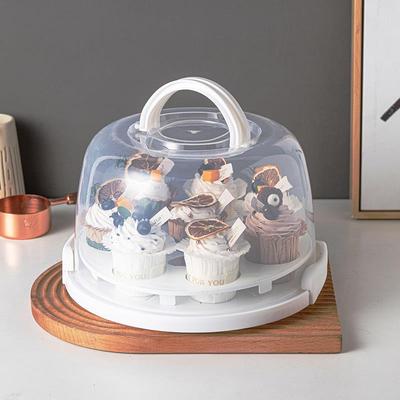 纸杯蛋糕包装盒重复使用透明生日手提便携甜品台杯子6寸8塑料打包