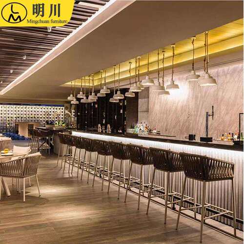 明川酒吧椅户外吧椅酒店露台酒吧高脚凳吧台凳前台收银高脚椅家用