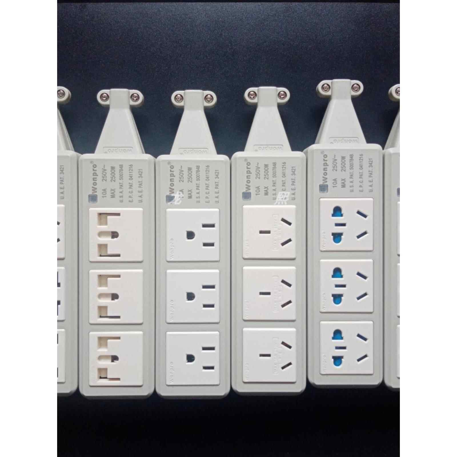 稳不落wonpro家用工程机房流水线自接线配电三位无线插排国标欧标