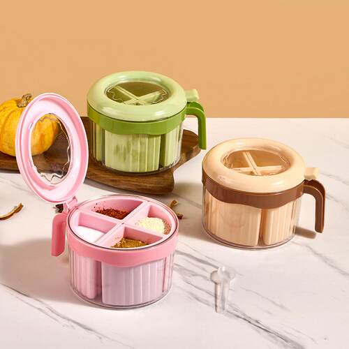 Kitchen Seasoning Container Set, 4-Compartment Home Spice Bo