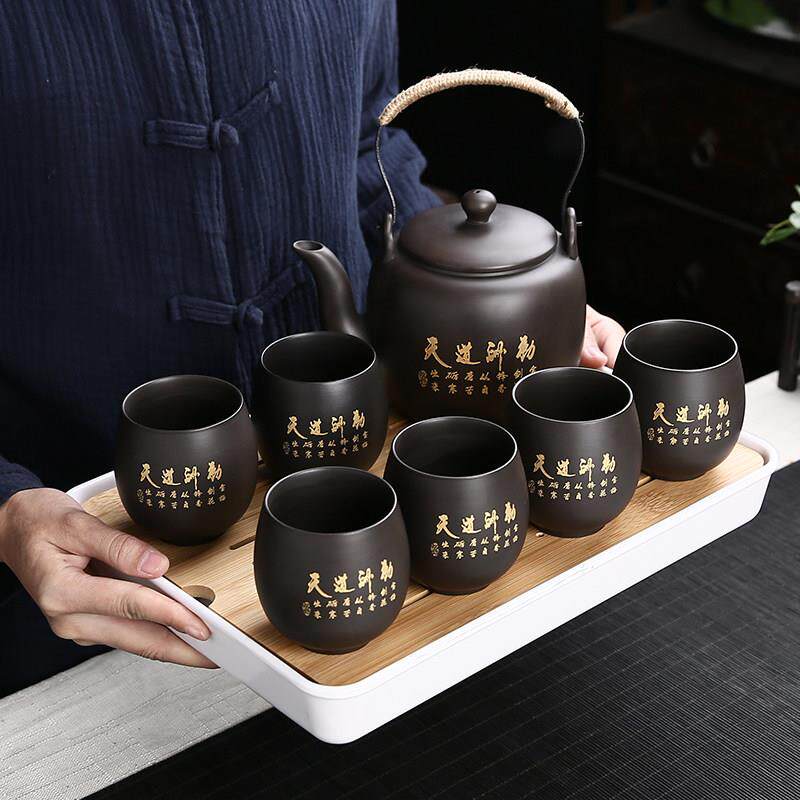 紫砂茶具套组大容量茶壶茶杯大号提梁壶陶瓷功夫礼品茶具单壶单杯