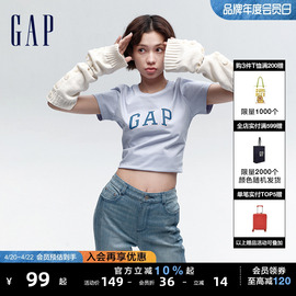 gap女装2024春夏泡泡，印花logo圆领短袖，t恤纯棉打底衫402168