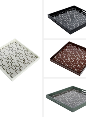 现代简约正方形托盘茶几木质烤漆收纳盘客厅餐厅桌面软装饰品摆件