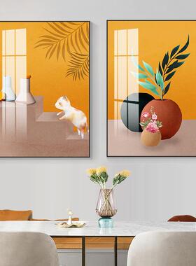 网红治愈餐厅面装饰画花卉温两馨联挂画现代简系厅约高档客厅饭墙
