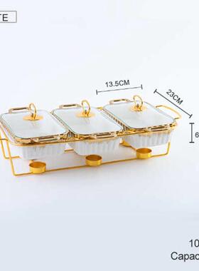 casserole三格双耳陶瓷烤盘家用餐具加热汤锅干锅3pcs bake ware