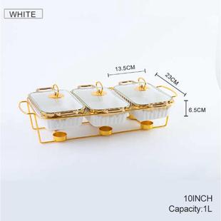 casserole三格双耳陶瓷烤盘家用餐具加热汤锅干锅3pcs ware bake