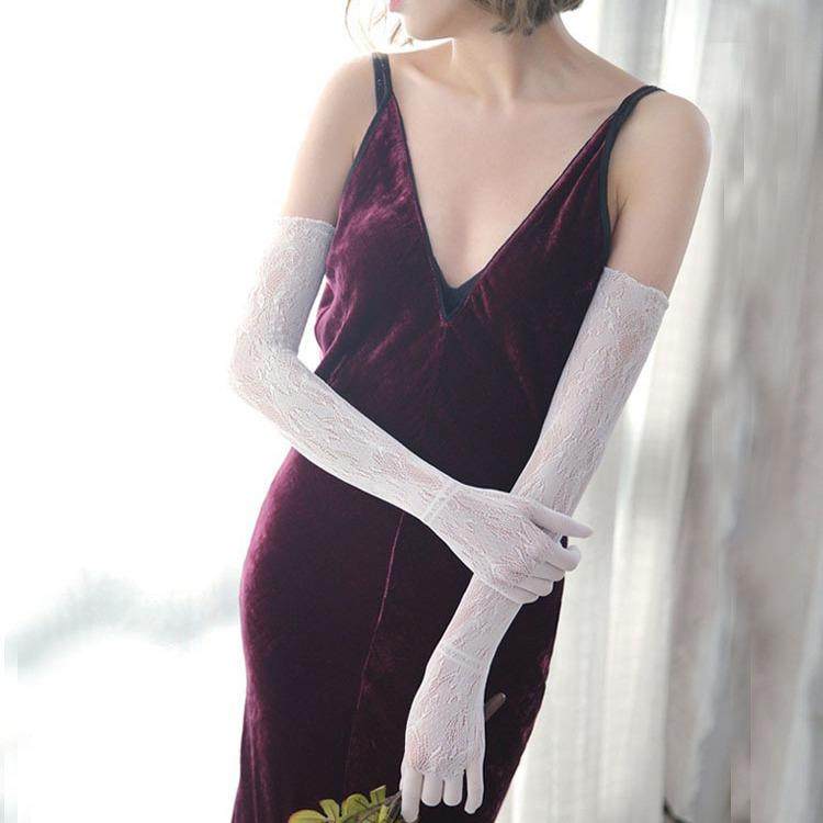lolita洛丽塔复古长款蕾丝手套性感白丝手袜修女lo娘手袖臂套cos