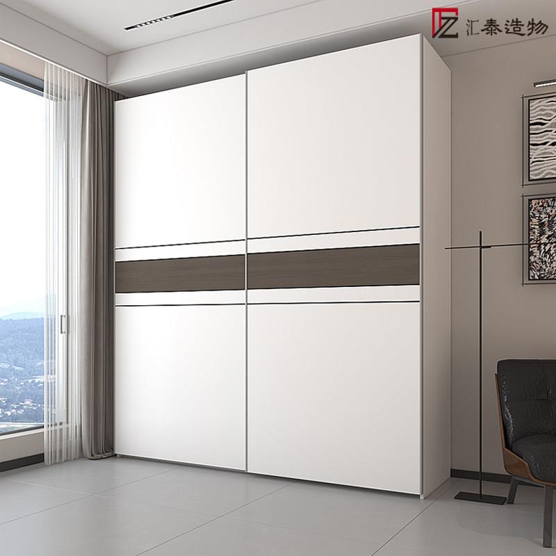 现代简约新款实木推拉门衣柜款家用卧室小户型组合滑门大衣橱定制
