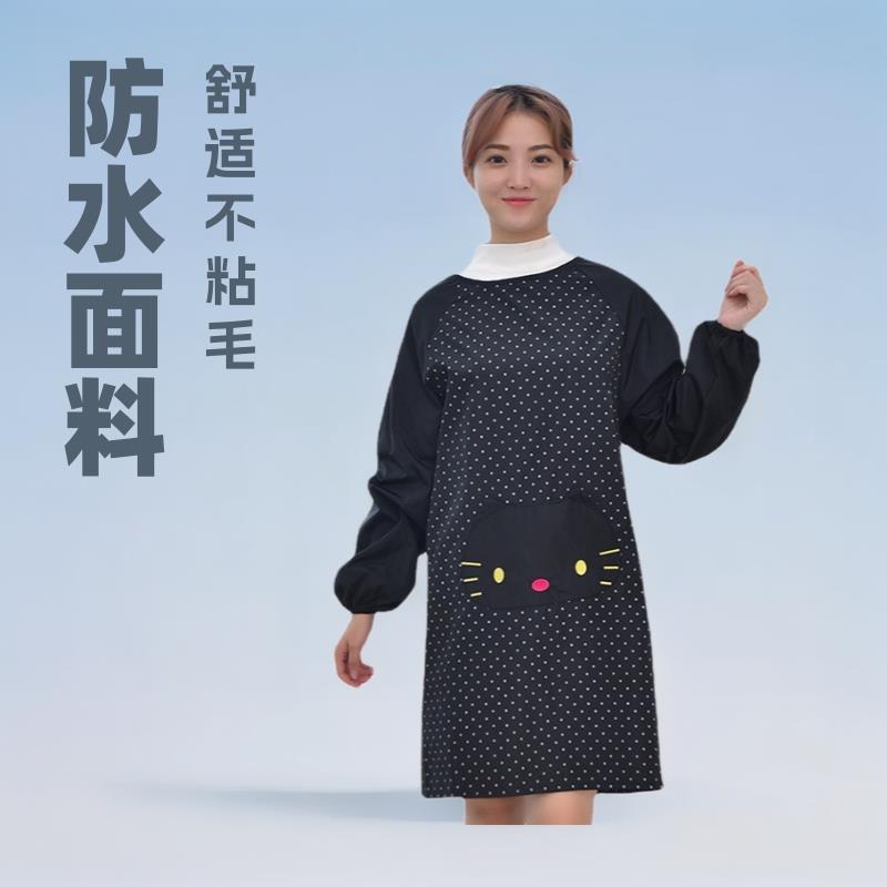 新款直销韩版时尚圆点围裙卡通厨房成人罩衣防水污油不粘毛反穿衣