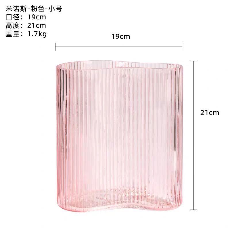 高档北欧约规则简纹玻璃花瓶现不代家居客厅条水养插花器创意装饰