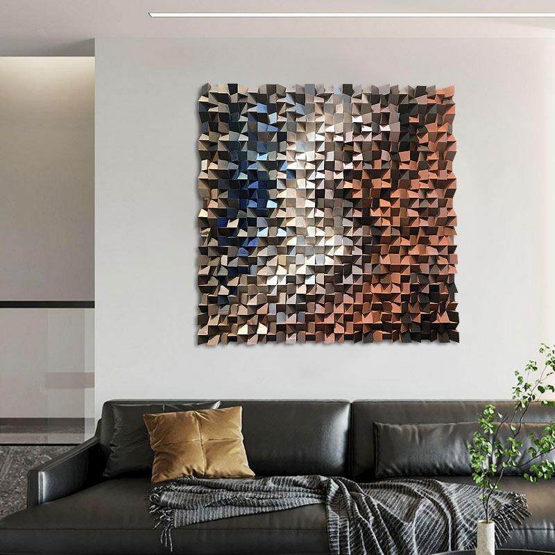 现代简约木头立体装饰画沙发背景墙艺术壁画玄关卧室客厅抽象挂画