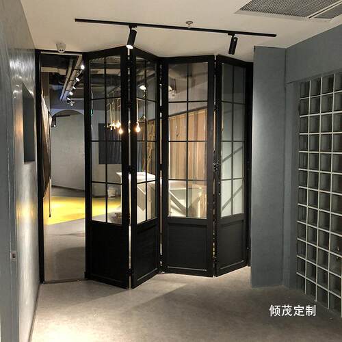 上海中空双层玻璃吊轨折叠门客厅阳台办公室商场门店无下轨隔断门
