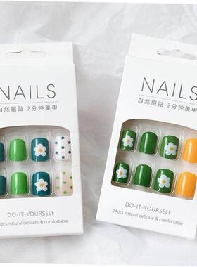 24Pcs Fake Nails Finished Nail Patch Short Fake Nails