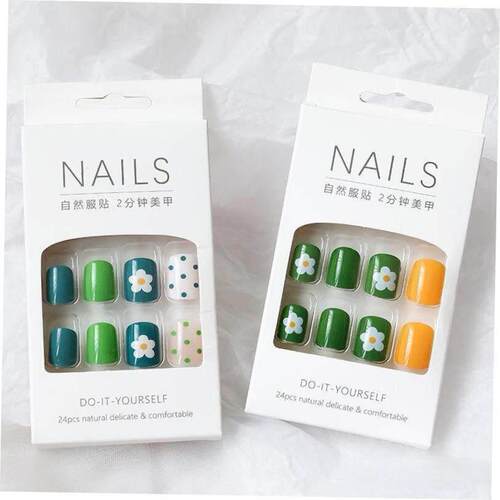 24Pcs Fake Nails Finished Nail Patch Short Fake Nails