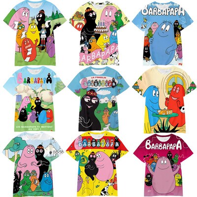亚马逊可爱卡通Barbapapa巴巴爸爸动漫短袖T恤3D数码印花工厂直销