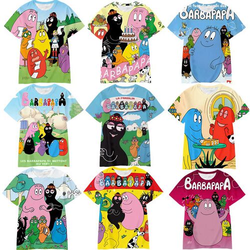 亚马逊可爱卡通Barbapapa巴巴爸爸动漫短袖T恤3D数码印花工厂直销