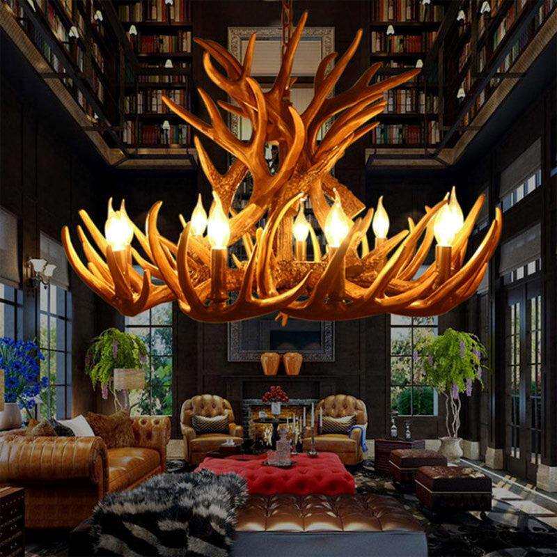 鹿角吊灯工业风复古艺术美式乡村吧台火锅店民宿灯具酒吧餐厅led
