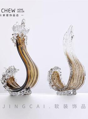 轻奢北欧高档艺术琉璃创意桌面办公酒店别墅大号摆件送礼佳品摆设