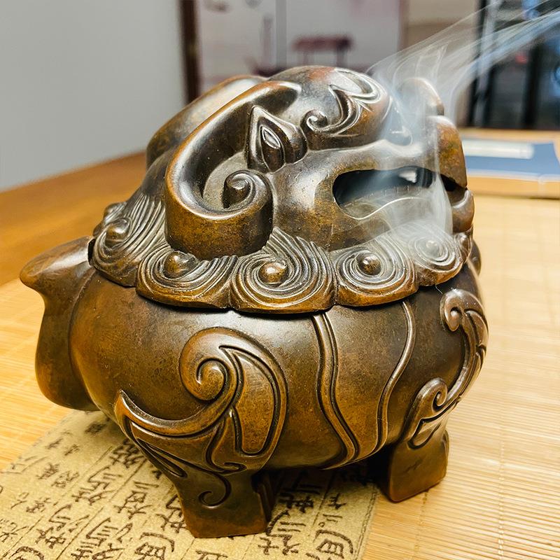 创意铜香炉大狻猊香炉盘香薰炉塔香炉锥室内香薰炉香道工艺品摆件