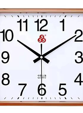 上海三五555静音挂钟电子挂钟表客厅卧室时尚高档简约家用石英钟