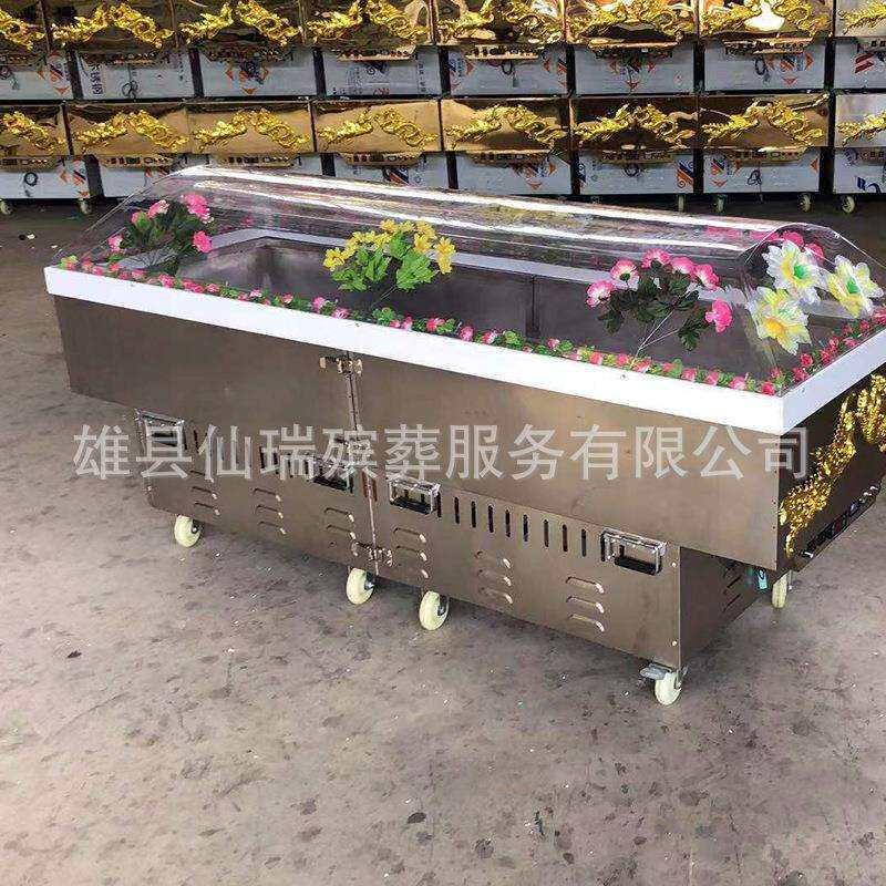 殡葬豪华水晶棺材冰棺 全铜管冰柜冷冻棺材 双冷压缩机水晶棺
