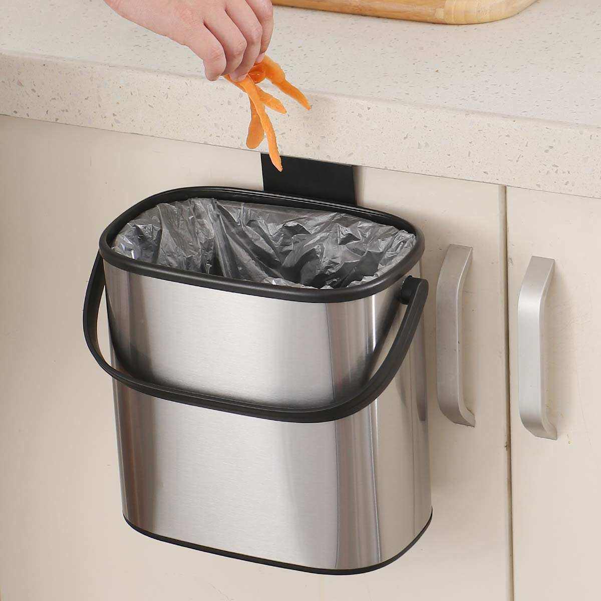 5L壁挂厨余垃圾桶可挂式柜门垃圾桶带掀盖免打孔家用垃圾桶,家庭/个人清洁工具,垃圾桶,淘宝优惠券,粉丝福利购,淘宝优惠卷