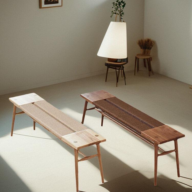 高级感卧室床尾凳新中式实木长条凳换鞋凳茶桌餐桌椅长凳宋式美学