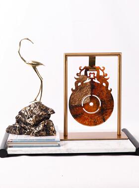 简约现代装饰轻奢摆件茶室博古架展示柜样板间书房售楼处软装饰品