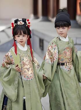 儿童明代汉服女童明朝服饰儿童明代圆领补服中国风复古明制汉服