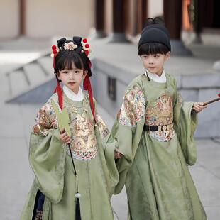 儿童明代汉服女童明朝服饰儿童明代圆领补服中国风复古明制汉服