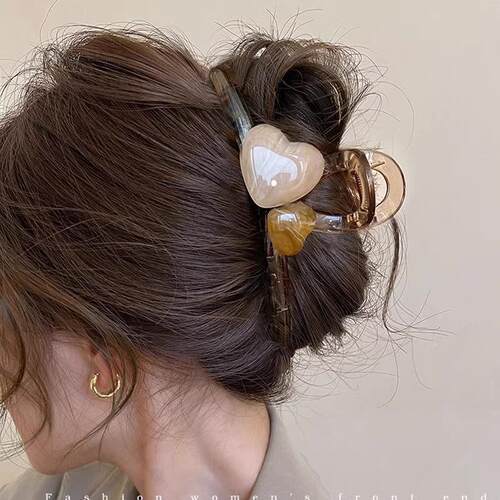 Heart-shaped Hair Clip for Women, 2024 New Style Bun Clip, A