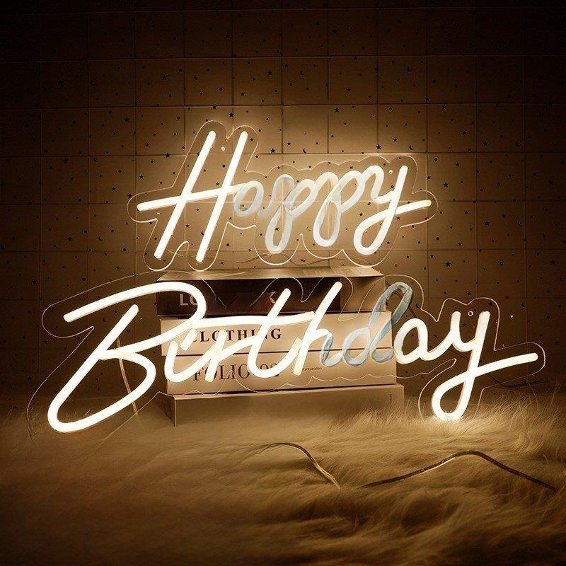 Led灯生日快乐灯派对装饰挂牌生日快乐发光信霓虹灯定制