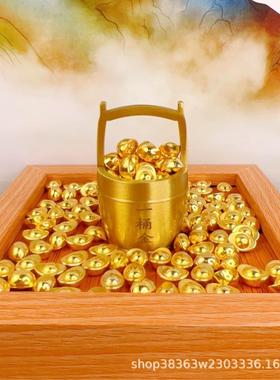 一桶金聚宝盆工艺品沙金装饰摆件