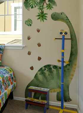 BM2063卡通恐龙绿叶脚印墙贴儿童房幼儿园背景装饰墙贴自 粘墙贴p