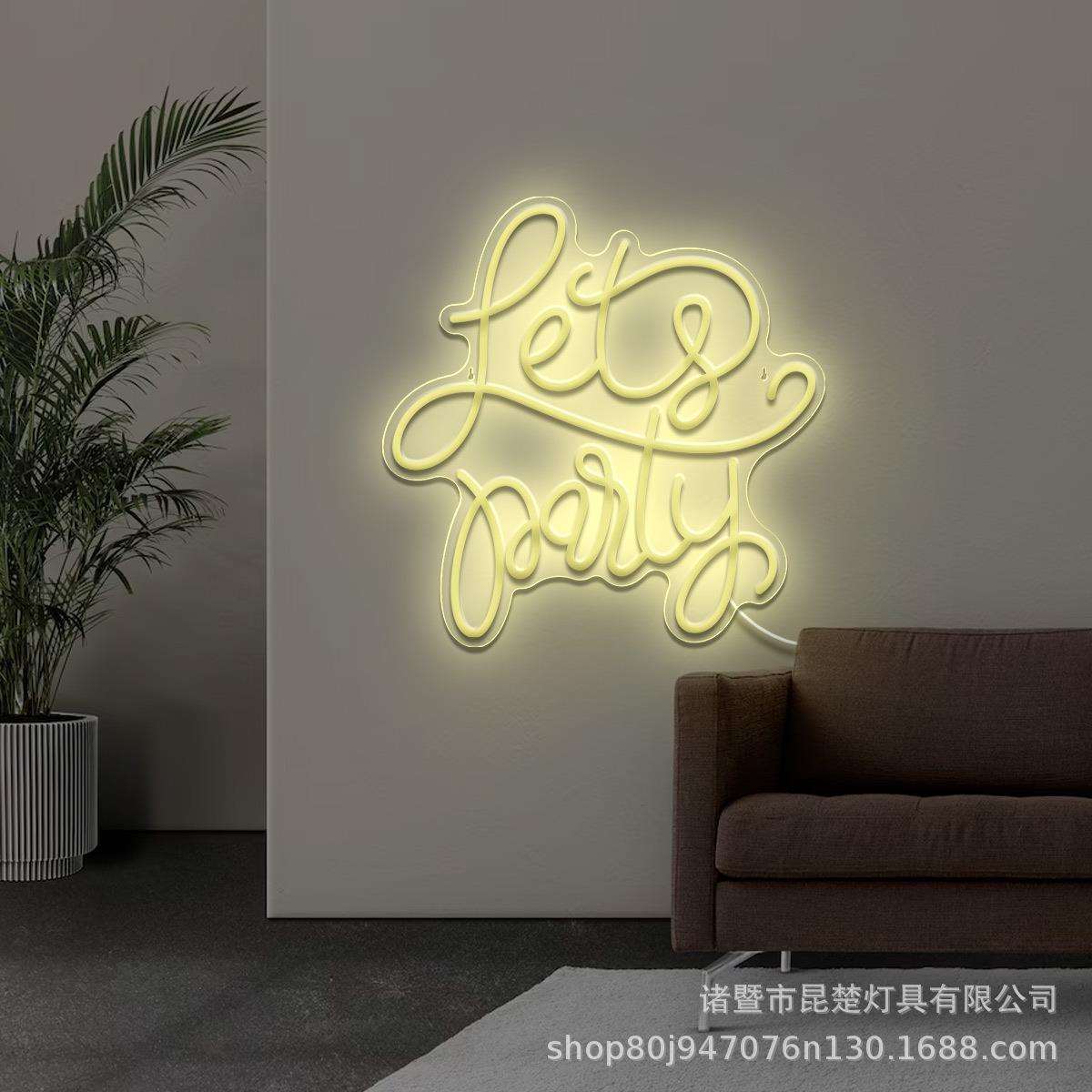 跨境亚马逊供应狂欢吧霓虹灯造型亚克力发光灯牌儿童房间装饰灯