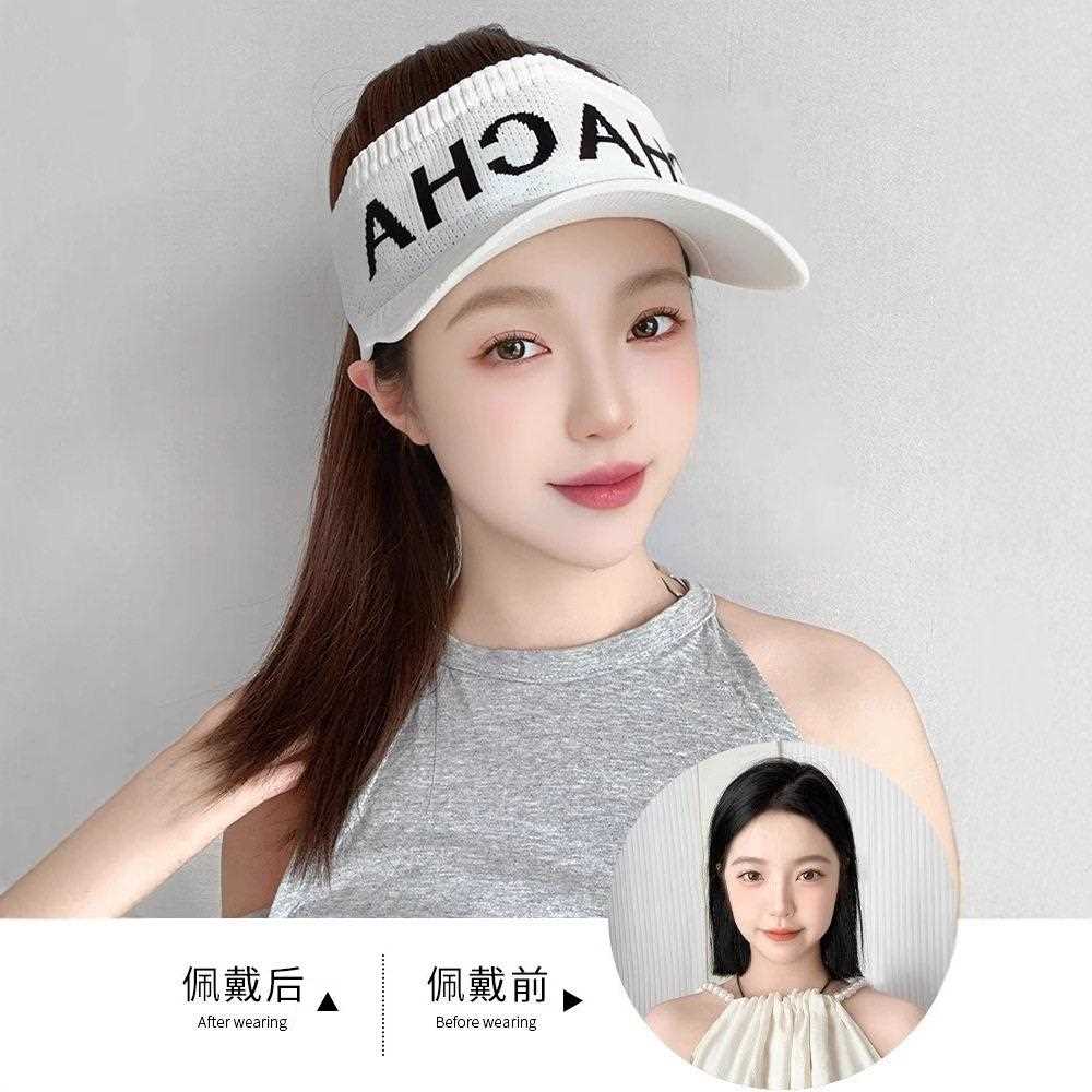 新款直销帽子假发一体时尚防晒遮阳帽马尾女运动风棒球帽百搭长直