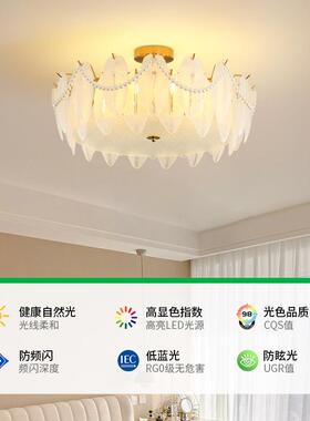 卧室灯法式轻奢水晶灯羽浪房间毛灯具漫现代简吸821顶灯约413L