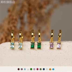 十二生辰石简约通勤耳环女复古简约设计感耳饰小众气质不锈钢真金