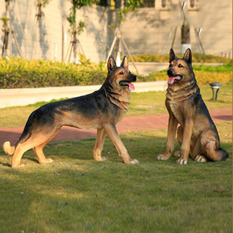 仿真狼狗摆件动物德牧犬斑点金毛玻璃钢雕塑宠物店庭院装饰工艺品