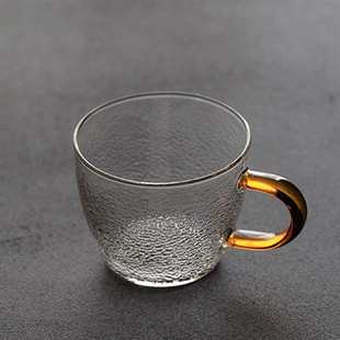 龙鳞锤纹黄把杯锤纹杯玻璃杯家用水杯茶杯酒杯 功夫茶杯锤目纹日式