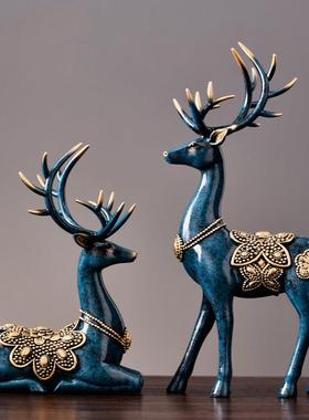 美式客厅玄关酒柜装饰品摆件欧式创意家居房间麋鹿摆设结婚小礼物